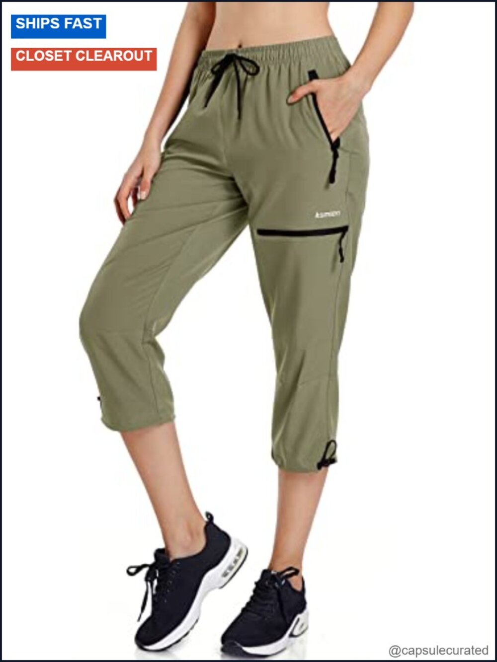 Women's Hiking Cargo Capri Pants Quick Dry with Zipper Pockets UPF 50+ Sun